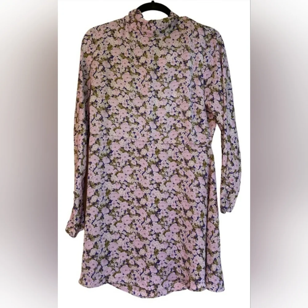 (SOLD) ZARA Satin Effect Mock Neck Longsleeve Dress XL, Purple/Green - Picture 12 of 12